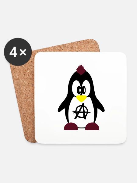 Punk Penguin - Coasters (set of 4) - white