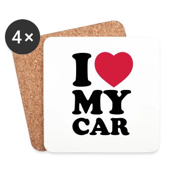 I love my car - Untersetzer (4er-Set) - Weiß - Vorne