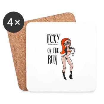 Modern Pinup Retro Cartoon Style Red - Coasters (set of 4) - white - Front