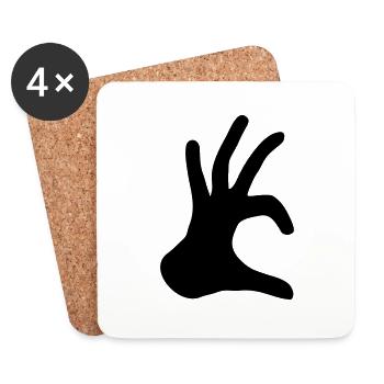 hand sign half heart love in love hand heart f - Coasters (set of 4) - white - Front