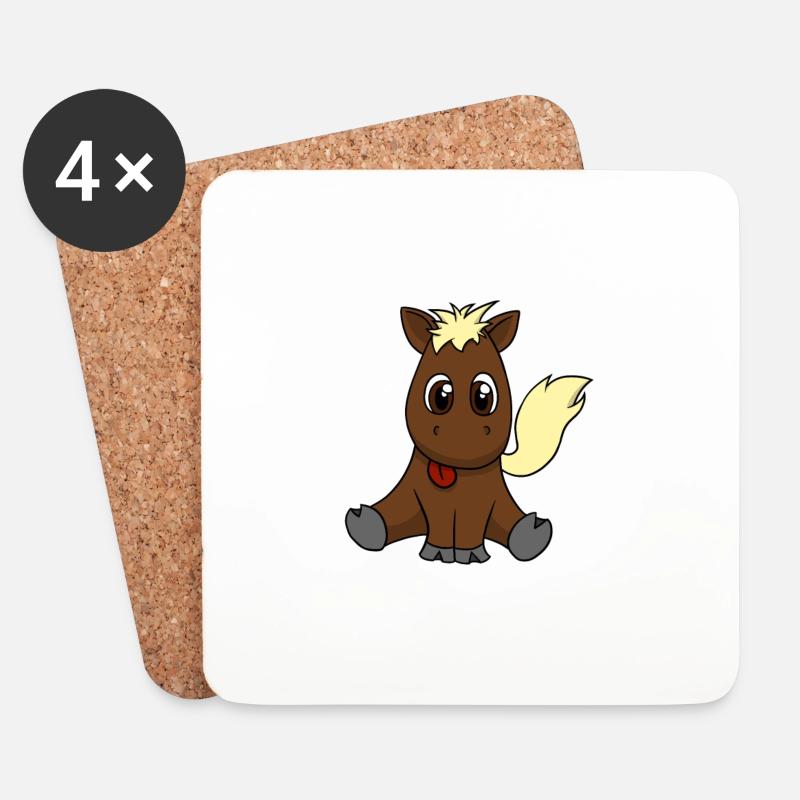 Kleines Pony - Untersetzer (4er-Set) - Weiß