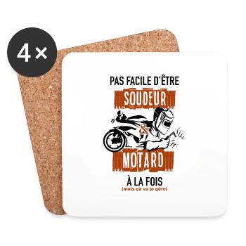 soudeur motard - Dessous de verre (lot de 4) - blanc - Devant
