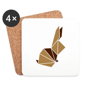 Origami: Häschen - Untersetzer (4er-Set) - Weiß - Vorne