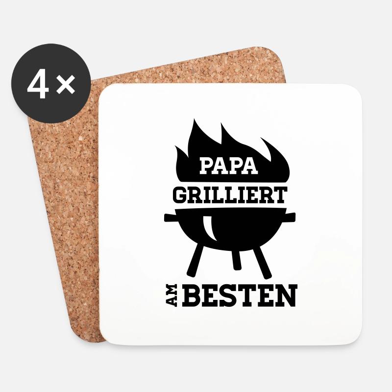 Papa Grilliert Am Besten - Untersetzer (4er-Set) - Weiß
