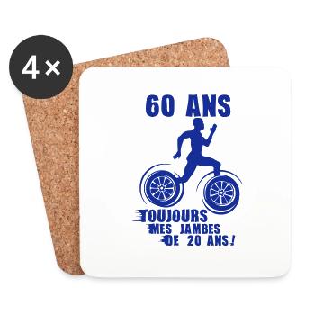 60 ans jambes course sprinter athlete 20 - Dessous de verre (lot de 4) - blanc - Devant