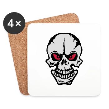 death head skull head look wicked dead 1 - Coasters (set of 4) - white - Front