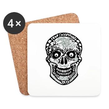 Totenkopf - Untersetzer (4er-Set) - Weiß - Vorne