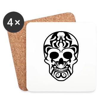 tattoo maori skull inked tribal face - Coasters (set of 4) - white - Front