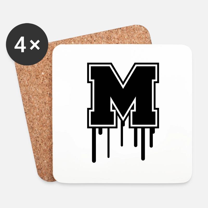 Letter M - Untersetzer (4er-Set) - Weiß