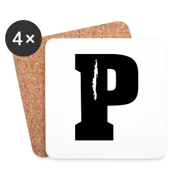 P - Buchstabe - Untersetzer (4er-Set) - Weiß - Vorne