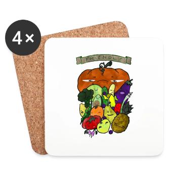 5 fruits et légumes - Dessous de verre (lot de 4) - blanc - Devant