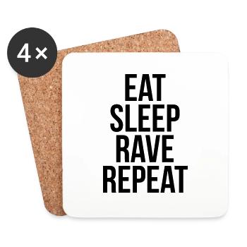 eat sleep rave repeat - Untersetzer (4er-Set) - Weiß - Vorne
