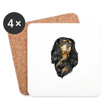 Black and Tan Cavalier - Untersetzer (4er-Set) - Weiß - Vorne