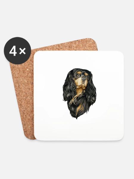 Black and Tan Cavalier - Coasters (set of 4) - white