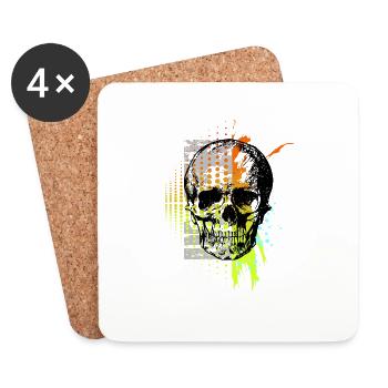 Verrückter Schädel - Untersetzer (4er-Set) - Weiß - Vorne