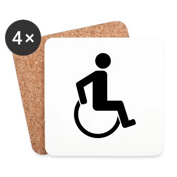 pictogram disability wheelchair walking running - Coasters (set of 4) - white - Front