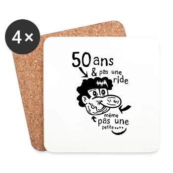 50 ans pas une ride personnage anniversaire - Dessous de verre (lot de 4) - blanc - Devant
