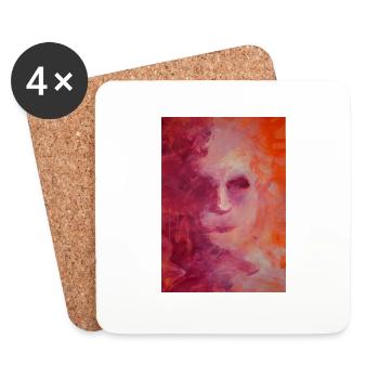 Reproduction d'art originale "Arlequin" - Dessous de verre (lot de 4) - blanc - Devant