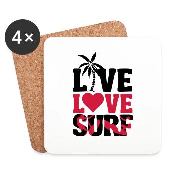 Live, Love, Surf - Untersetzer (4er-Set) - Weiß - Vorne