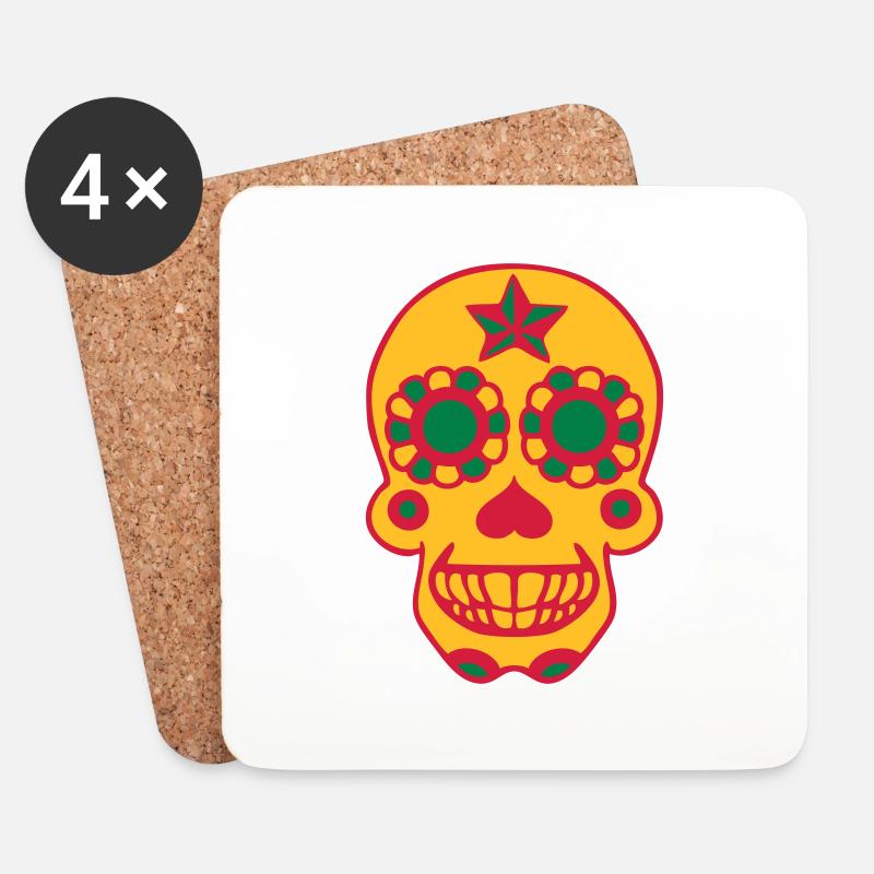 Mexikanischer Schädel Calavera-Schädel tot - Untersetzer (4er-Set) - Weiß