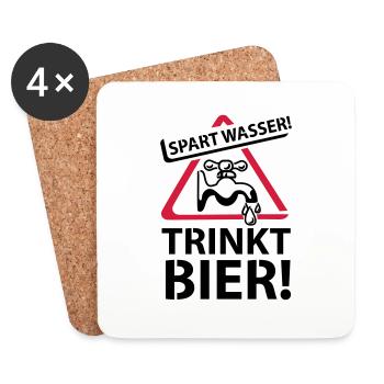 Spart Wasser! - Trinkt Bier! - Untersetzer (4er-Set) - Weiß - Vorne