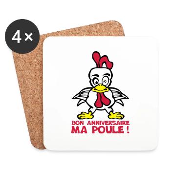ajouter age bon anniversaire ma poule - Dessous de verre (lot de 4) - blanc - Devant