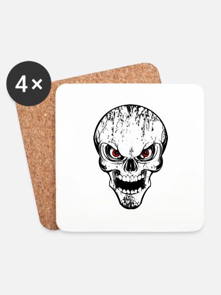 skull grunge style - Coasters (set of 4) - white