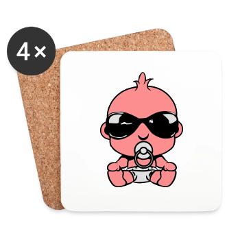 Bébé mignon suce sonnenbrillel - Dessous de verre (lot de 4) - blanc - Devant