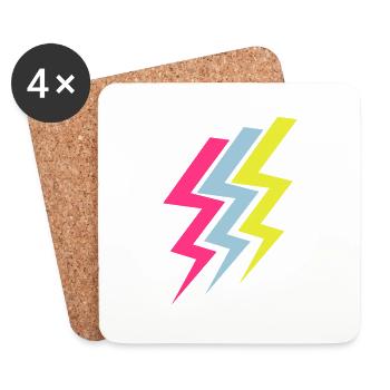 Drei Blitze - Three Thunderbolts - Untersetzer (4er-Set) - Weiß - Vorne