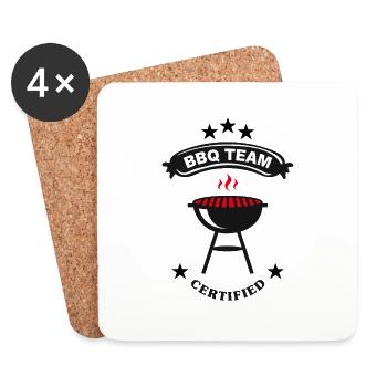 BBQ team certified - Dessous de verre (lot de 4) - blanc - Devant