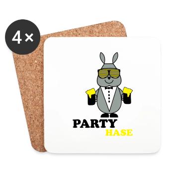party_hase - Untersetzer (4er-Set) - Weiß - Vorne