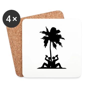 Mallorca Party Crew Palmen Design - Coasters (set of 4) - white - Front