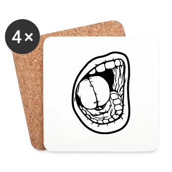 Screaming open mouth - Coasters (set of 4) - white - Front