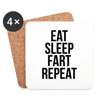 eat sleep fart repeat - Untersetzer (4er-Set) - Weiß - Vorne