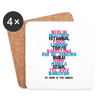 Berlin New York Istanbul Paris London Tokyo - Untersetzer (4er-Set) - Weiß - Vorne