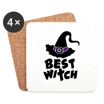 Best Witch, Hexe, Halloween, Zauberei, Magie, Fun - Untersetzer (4er-Set) - Weiß - Vorne
