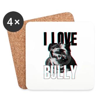 Bulldog - Bully - Dogue Allemand (look rétro) - Dessous de verre (lot de 4) - blanc - Devant