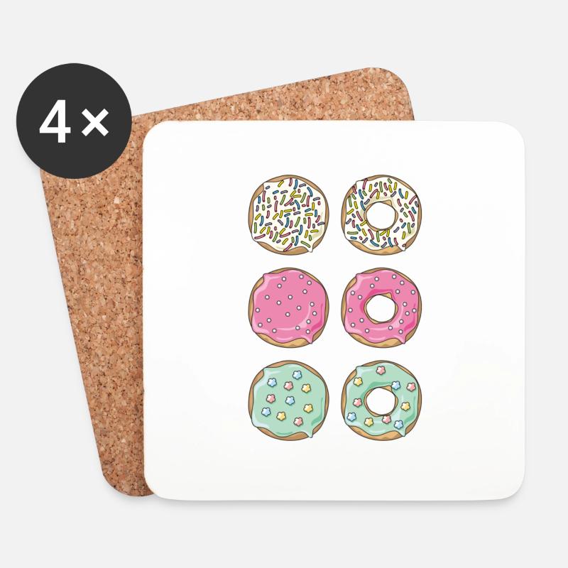 Donuts - Untersetzer (4er-Set) - Weiß