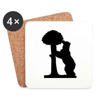 Zeichnung Silhouette Bär und Erdbeerbaum Madrid Sp - Untersetzer (4er-Set) - Weiß - Vorne