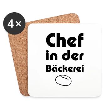 Chef in der Bäckerei - Untersetzer (4er-Set) - Weiß - Vorne