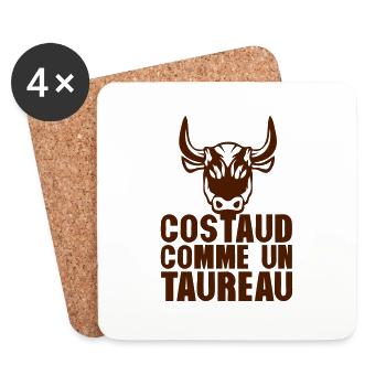 costaud comme un taureau expression - Dessous de verre (lot de 4) - blanc - Devant