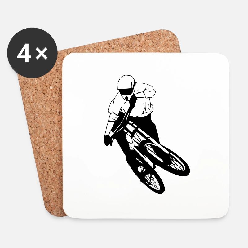 Downhill - Mountainbiking - Untersetzer (4er-Set) - Weiß