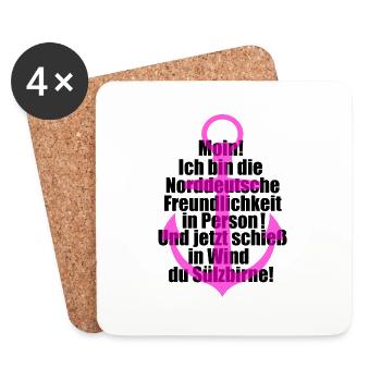 Norddeutsche Freundlichkeit Tshirt - Untersetzer (4er-Set) - Weiß - Vorne