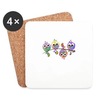 Rebel sparrows birds crazy self-confident different - Coasters (set of 4) - white - Front