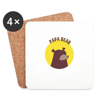 Papa ours - Dessous de verre (lot de 4) - blanc - Devant