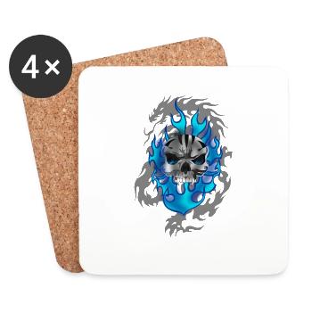 crâne - Dessous de verre (lot de 4) - blanc - Devant