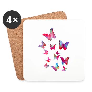 Falter,Schmetterling, butterfly, schwarm, fliegen - Untersetzer (4er-Set) - Weiß - Vorne