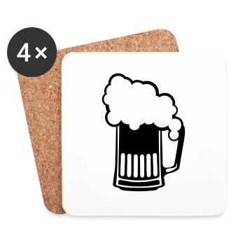 alkohol binouze zeichnung bierschaum alk - Dessous de verre (lot de 4) - blanc - Devant