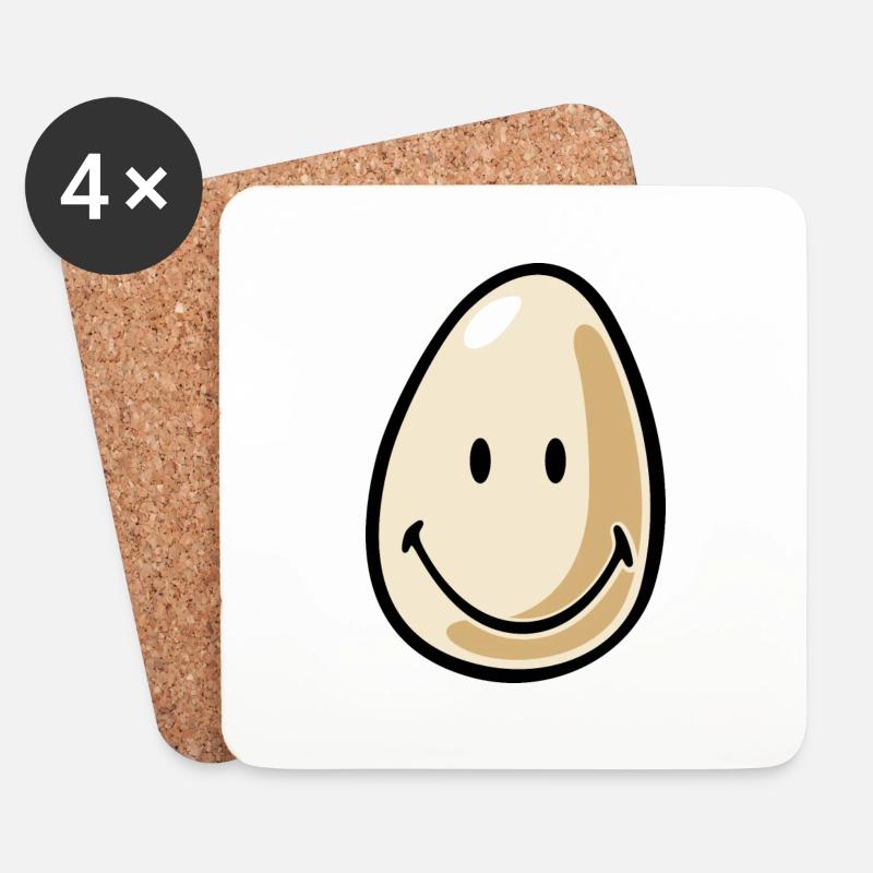 Smiley Egg - Coasters (set of 4) - white