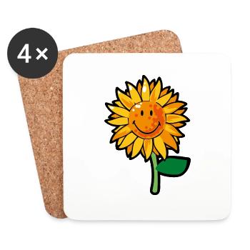 Smiley Sunflower - Untersetzer (4er-Set) - Weiß - Vorne